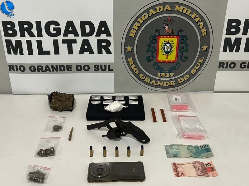 Brigada Militar prende homem por tráfico de drogas e porte ilegal de arma de fogo em Guaporé