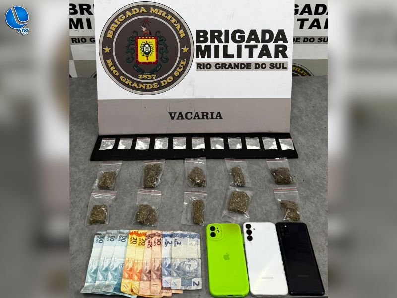 Força Tática da Brigada Militar prende homem por tráfico de drogas no centro de Vacaria