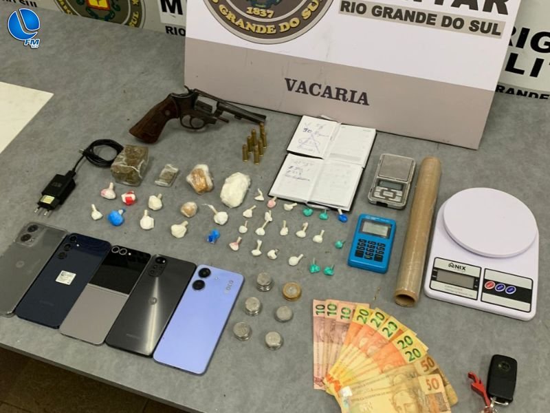 Dupla é presa por tráfico e posse de arma em Vacaria