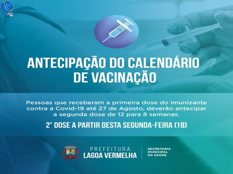 Secretaria da Saúde divulga antecipação da segunda dose contra Covid