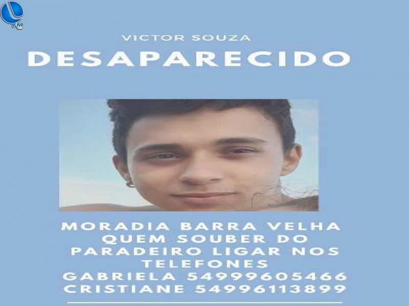 Jovem de Marau está desaparecido em SC