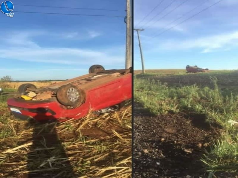 Saída de pista e capotamento na ERS 126 deixa uma pessoa ferida em estado grave